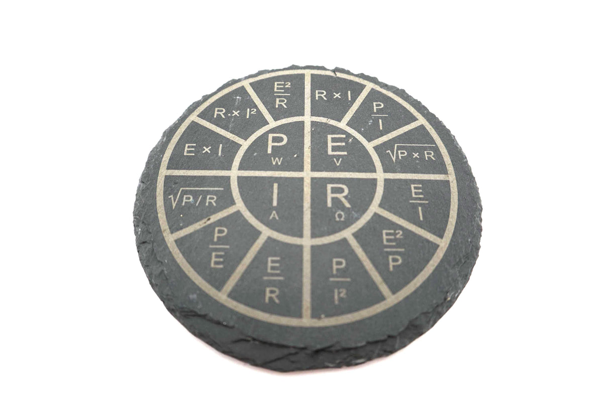 Ohm's Law Wheel Slate Coaster – Electrical Engineering Drink Coaster – Electrician Gift – Physics Classroom Decor
