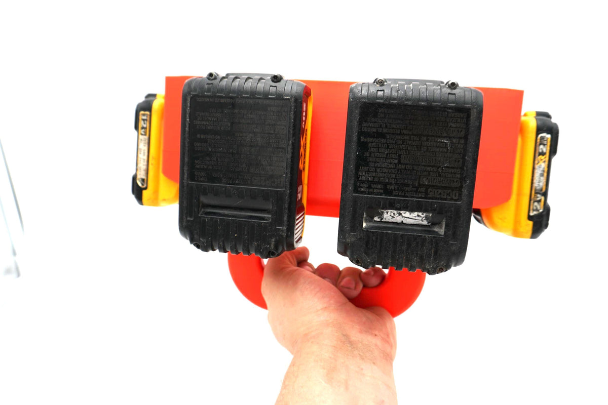 DeWalt 20V MAX Battery Caddy – 4 Slot + 2 12V Holder (3D Printed ASA)