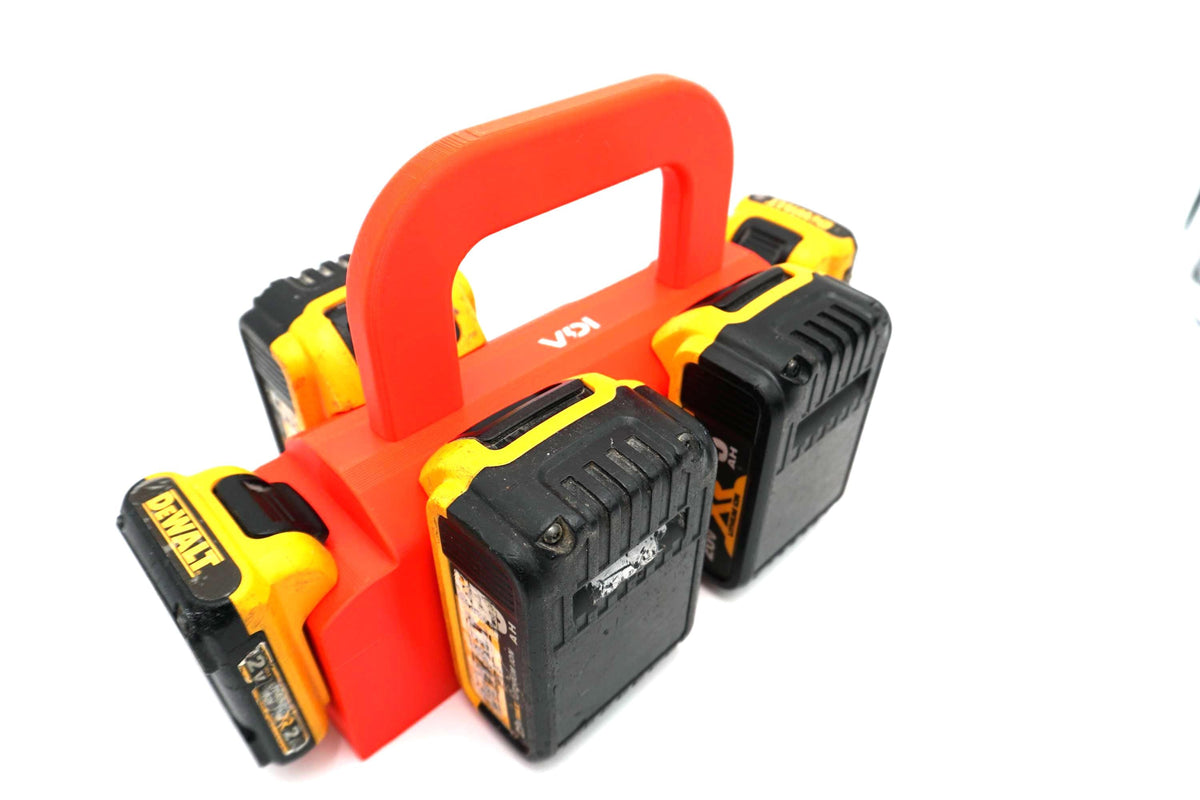 DeWalt 20V MAX Battery Caddy – 4 Slot + 2 12V Holder (3D Printed ASA)