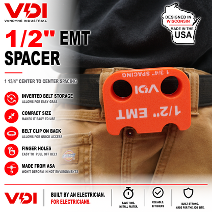 Magnetic EMT Conduit Spacer with Belt Clip | Pipe & Conduit Rack Spacing Tool | Multiple Sizes and Spacing Options