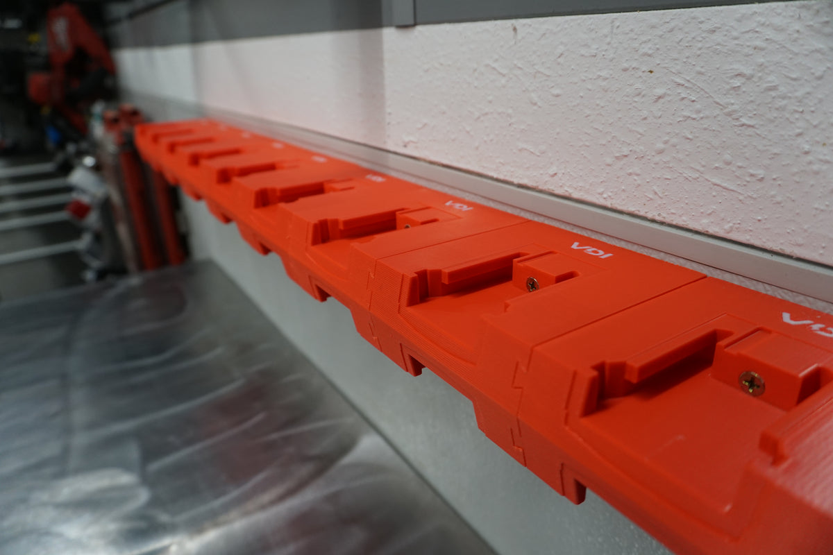 Expandable Double-Level Milwaukee M18 Battery Holder – Modular Wall Mount Storage Rack
