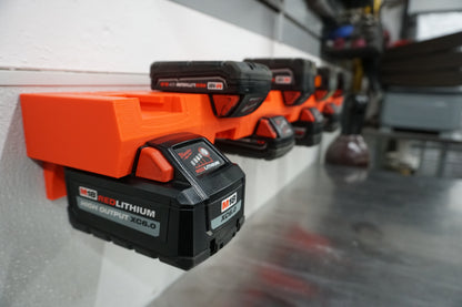Expandable Double-Level Milwaukee M18 Battery Holder – Modular Wall Mount Storage Rack