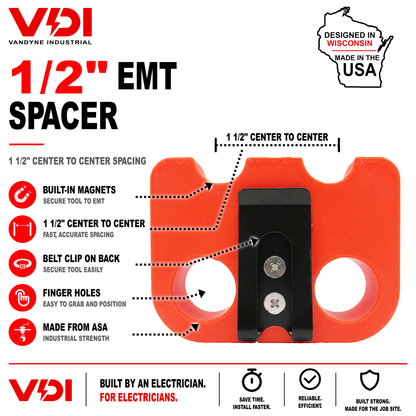 Magnetic EMT Conduit Spacer with Belt Clip | Pipe & Conduit Rack Spacing Tool | Multiple Sizes and Spacing Options