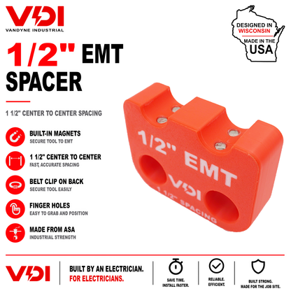 Magnetic EMT Conduit Spacer with Belt Clip | Pipe & Conduit Rack Spacing Tool | Multiple Sizes and Spacing Options