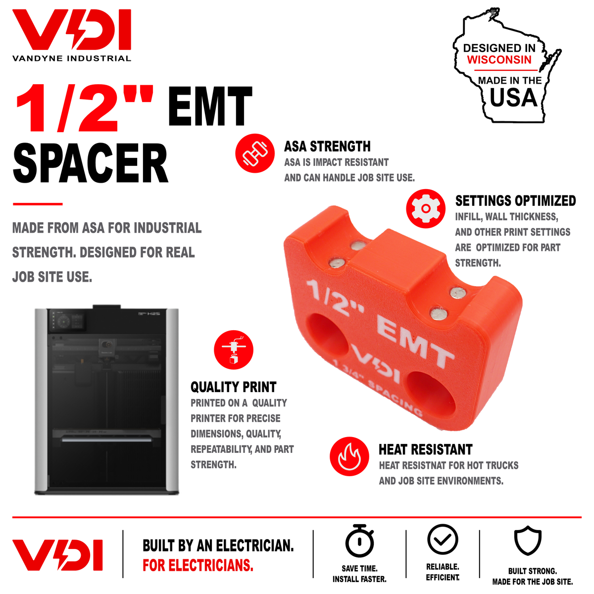 Magnetic EMT Conduit Spacer with Belt Clip | Pipe & Conduit Rack Spacing Tool | Multiple Sizes and Spacing Options