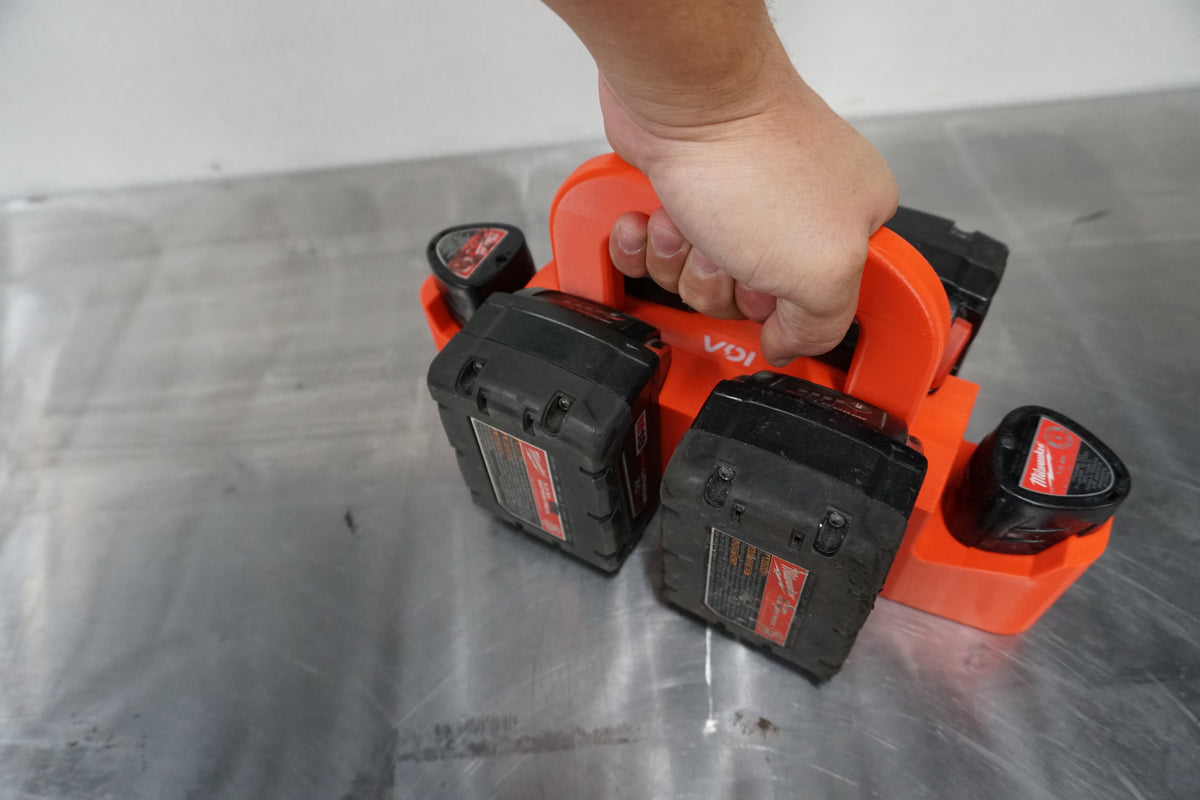 Milwaukee M18 M12 Battery Caddy – Portable Organizer for Tradespeople (3D Printed ASA)