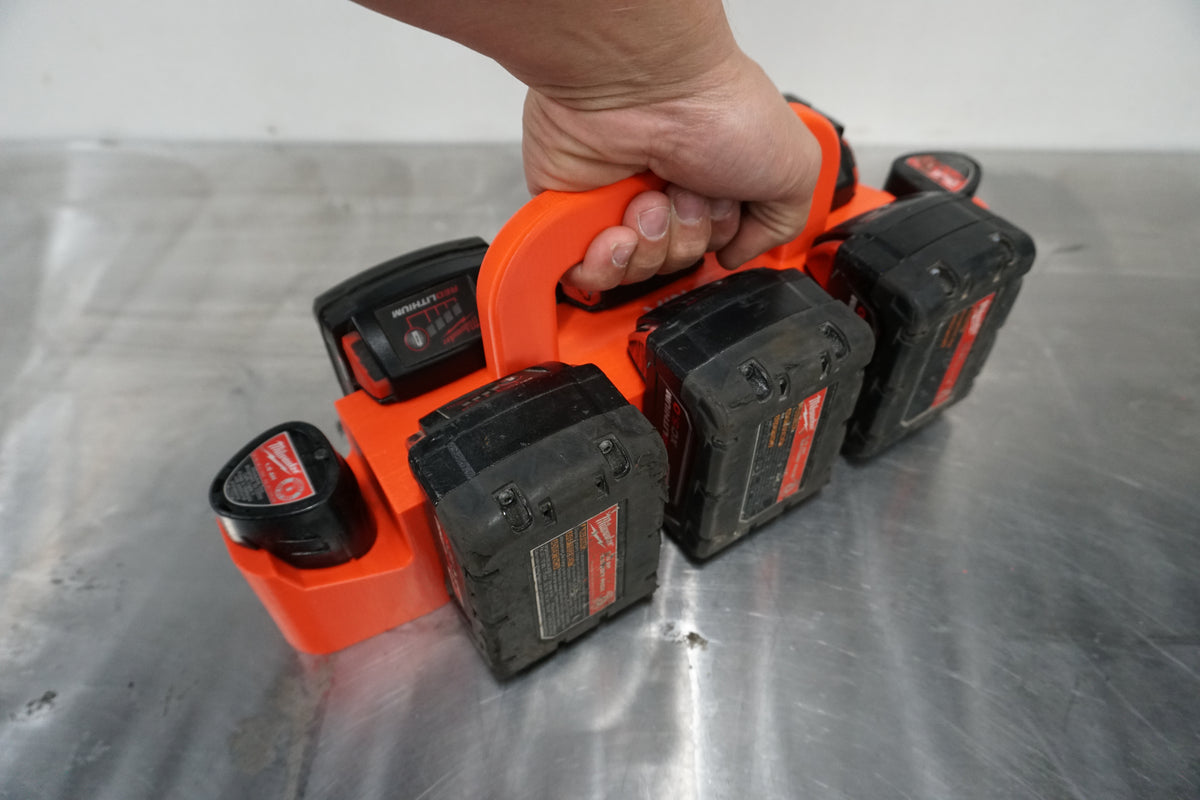 Milwaukee M18 M12 Battery Caddy – Portable Organizer for Tradespeople (3D Printed ASA)