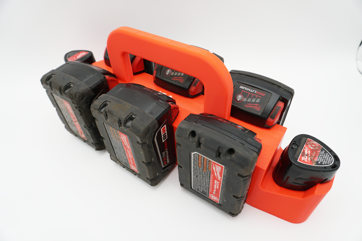 Milwaukee M18 M12 Battery Caddy – Portable Organizer for Tradespeople (3D Printed ASA)
