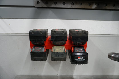 Expandable Double-Level Milwaukee M18 Battery Holder – Modular Wall Mount Storage Rack