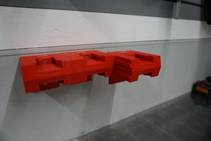 Expandable Double-Level Milwaukee M18 Battery Holder – Modular Wall Mount Storage Rack