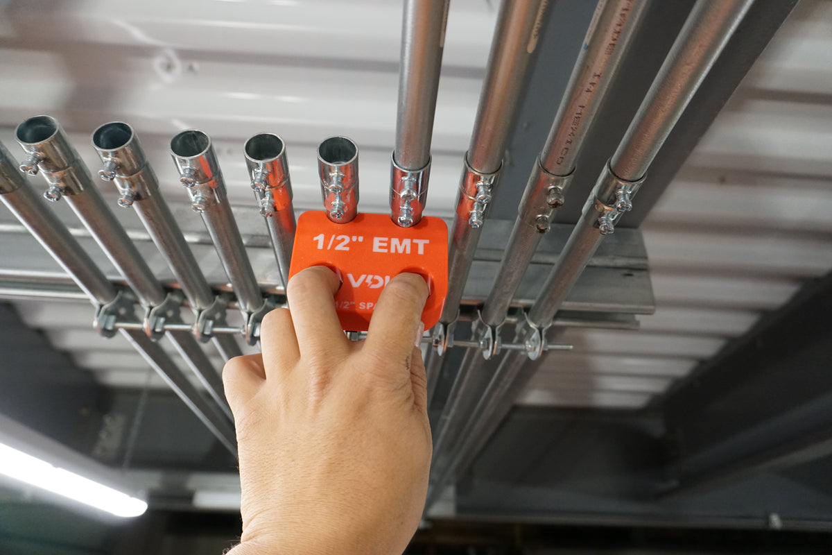 Magnetic EMT Conduit Spacer with Belt Clip | Pipe & Conduit Rack Spacing Tool | Multiple Sizes and Spacing Options