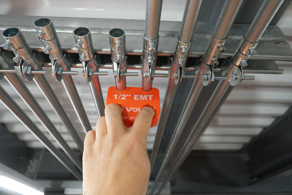 Magnetic EMT Conduit Spacer with Belt Clip | Pipe & Conduit Rack Spacing Tool | Multiple Sizes and Spacing Options