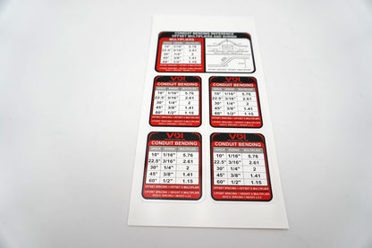 Conduit Bending Reference Stickers – Electrician Offset Multiplier Chart (5 Pack)