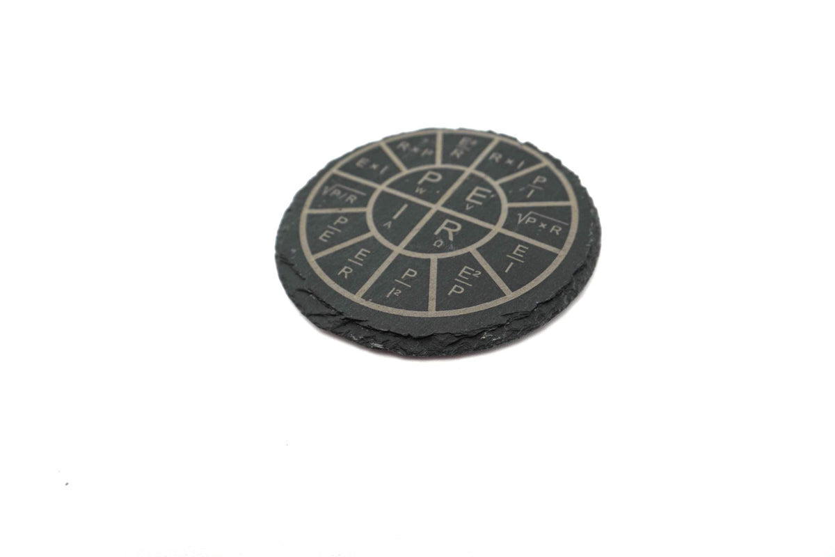 Ohm's Law Wheel Slate Coaster – Electrical Engineering Drink Coaster – Electrician Gift – Physics Classroom Decor
