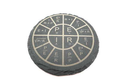 Ohm's Law Wheel Slate Coaster – Electrical Engineering Drink Coaster – Electrician Gift – Physics Classroom Decor