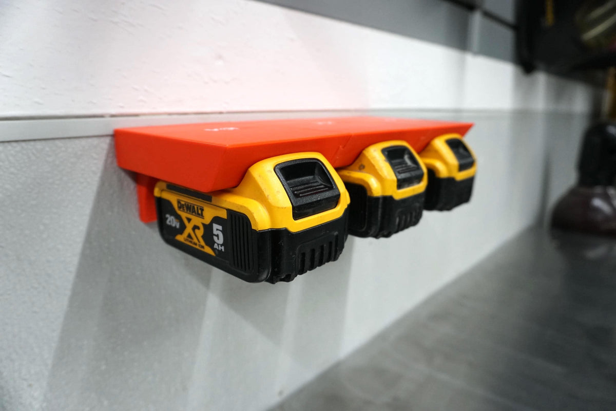 Expandable DeWalt 20V MAX Battery Holder Rack – Modular Wall Mount Storage (3D Printed ASA)
