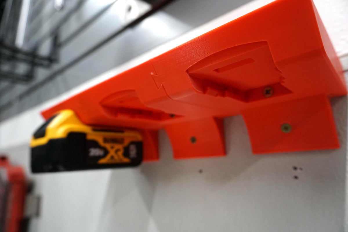 Expandable DeWalt 20V MAX Battery Holder Rack – Modular Wall Mount Storage (3D Printed ASA)