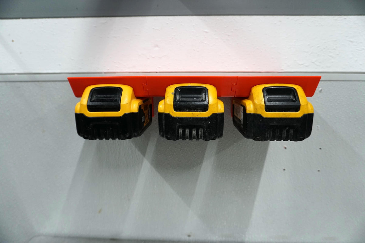 Expandable DeWalt 20V MAX Battery Holder Rack – Modular Wall Mount Storage (3D Printed ASA)