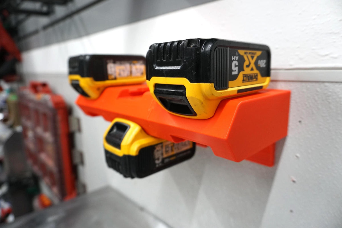 DeWalt 20V MAX Battery Holder – Double-Level Wall Mount Rack (3D Printed ASA)