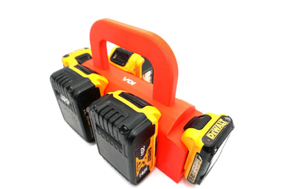 DeWalt 20V MAX Battery Caddy – 4 Slot + 2 12V Holder (3D Printed ASA)