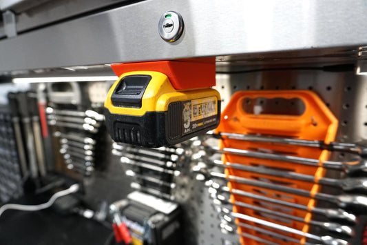 DeWalt 20V Battery Mount – Compact Single Holder for Shop, Garage, Jobsite (3D Printed ASA)