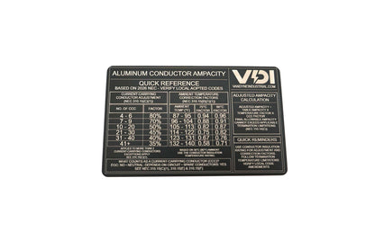 Aluminum Conductor Ampacity Reference Card – Electrician Pocket Guide (VanDyne Industrial)