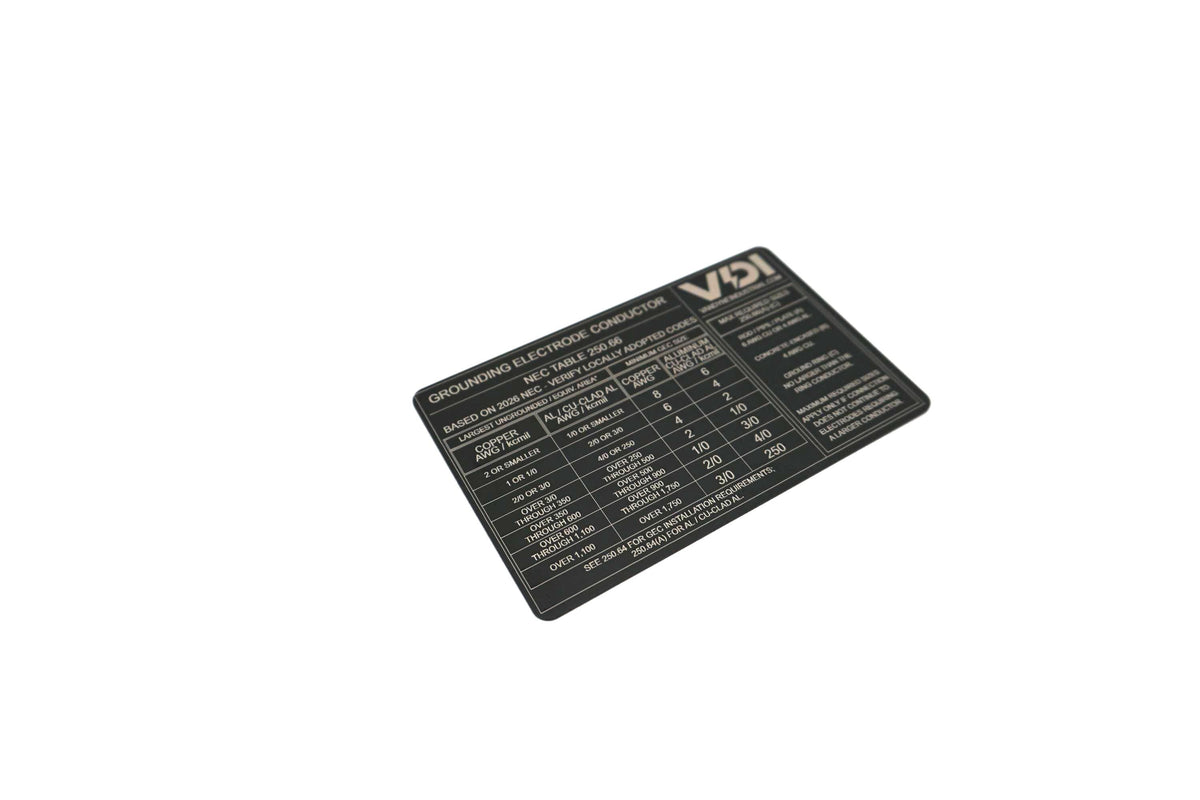 Electrician Grounding Wallet Card – NEC 250.122 & 250.66 Reference Guide