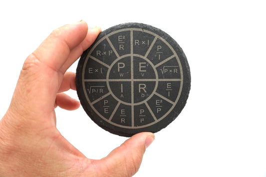 Ohm's Law Wheel Slate Coaster – Electrical Engineering Drink Coaster – Electrician Gift – Physics Classroom Decor
