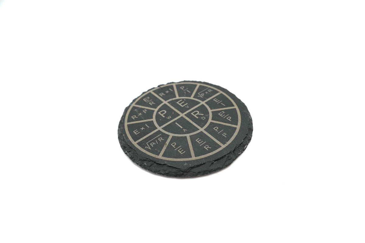 Ohm's Law Wheel Slate Coaster – Electrical Engineering Drink Coaster – Electrician Gift – Physics Classroom Decor