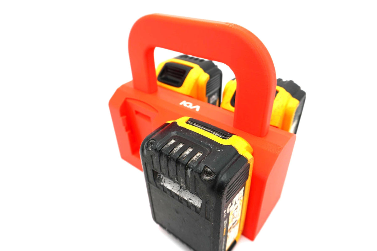 DeWalt 20V MAX Battery Caddy – 4-Slot Organizer, Portable Tool Storage (3D Printed ASA)