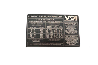 Copper Conductor Ampacity Reference Card – Electrician Pocket Guide (VanDyne Industrial)