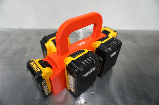 DeWalt 20V MAX Battery Caddy – 4 Slot + 2 12V Holder (3D Printed ASA)